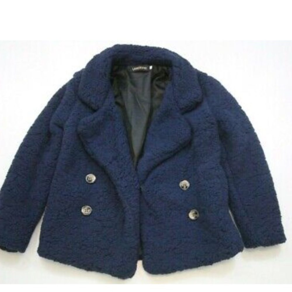 Lanshifei Sherpa navy coat NWT med